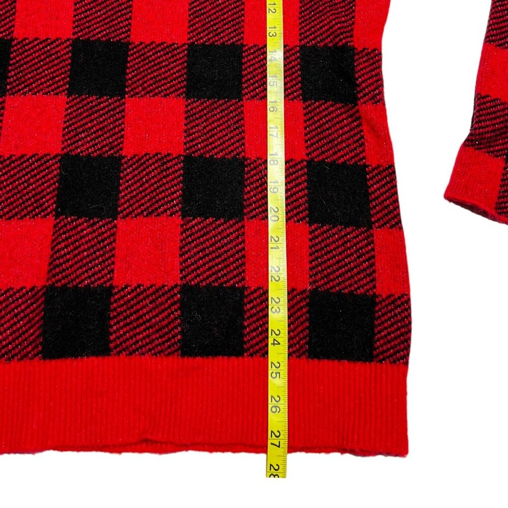 Women's Loft Buffalo Check Sweater Black/Red Size Small - Picture 4 of 6